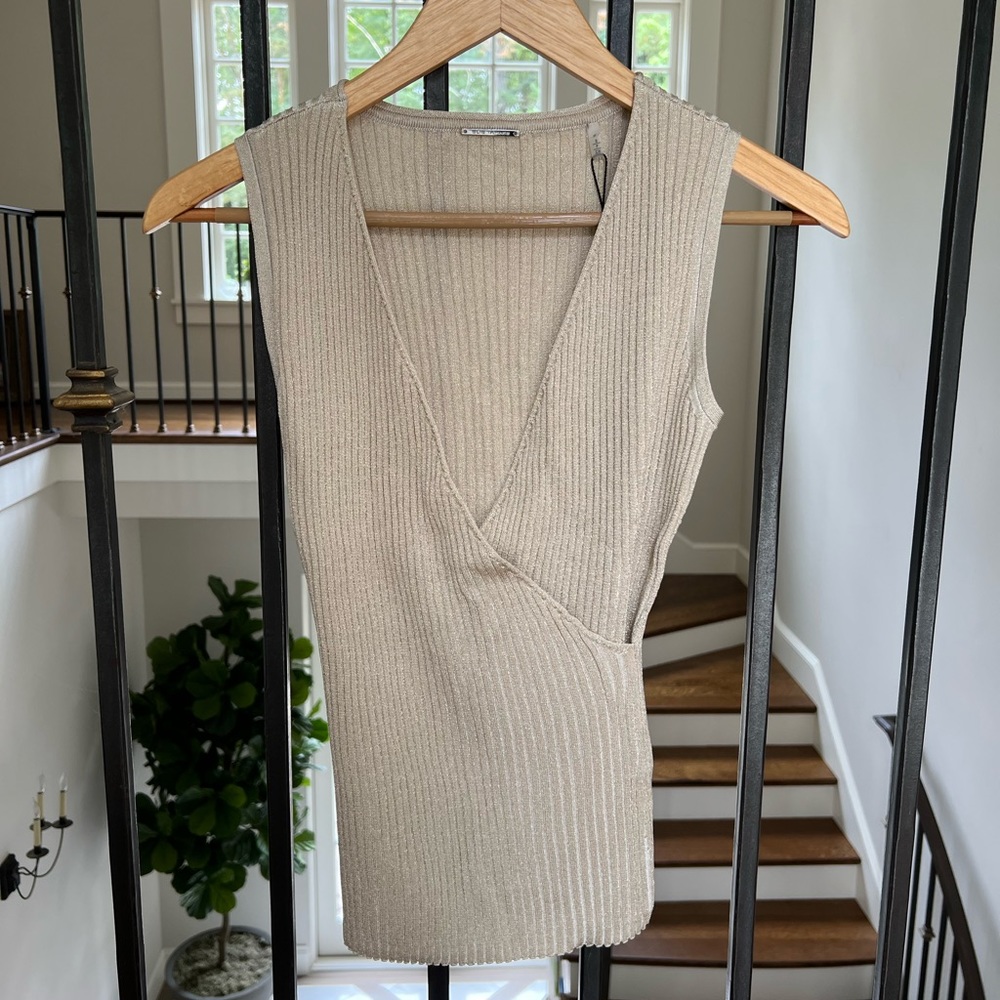 Ellie Tahari Gold Knit Wrap Tank!